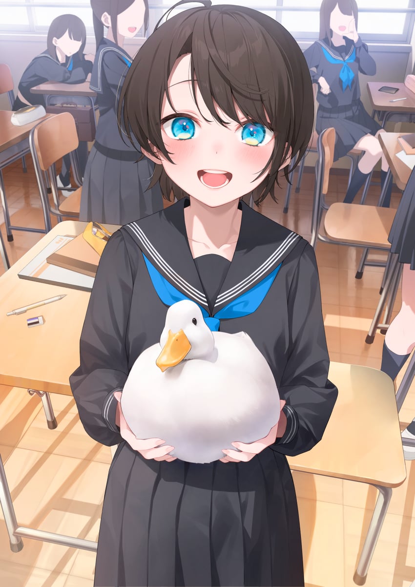 oozora subaru and subaru duck (hololive) drawn by ruien_(wu_jui-en)