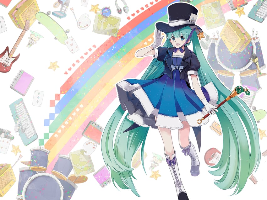 hatsune miku and magical mirai miku (vocaloid and 1 more) drawn by chris4708