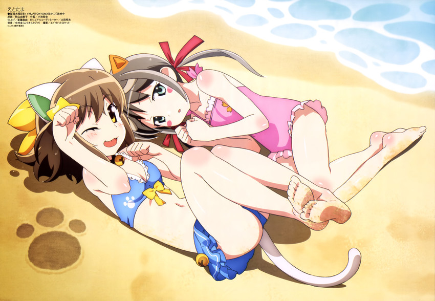 uri-tan and nyaa-tan (megami magazine and 1 more) drawn by akiyama_yukiko