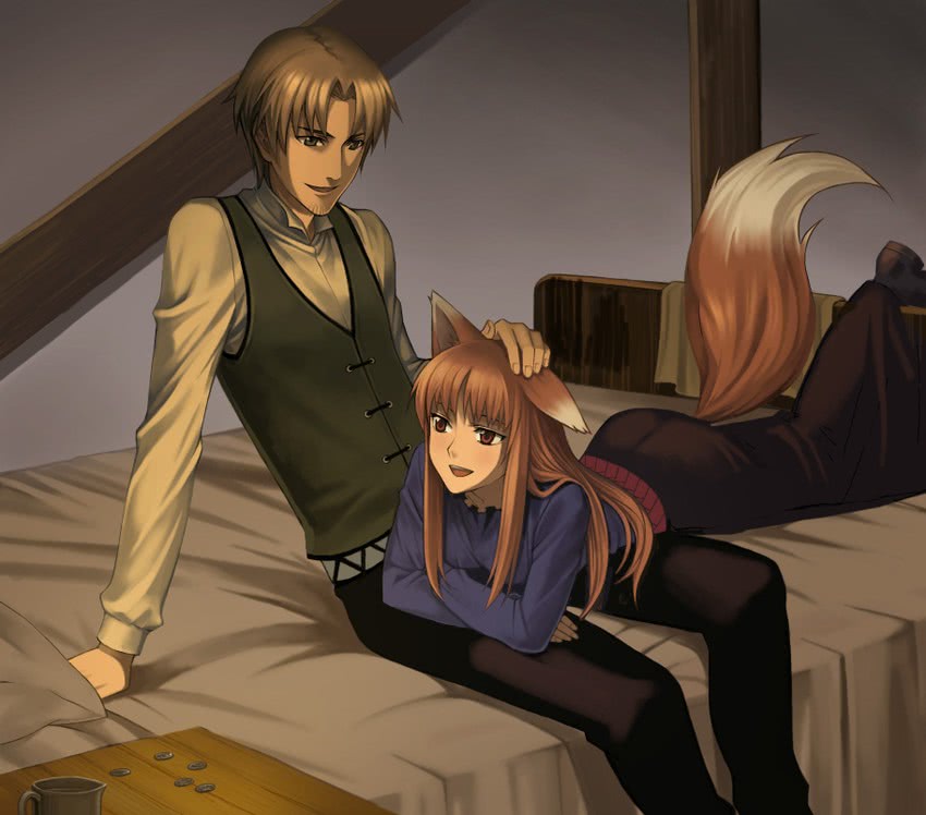 holo and craft lawrence (spice and wolf) drawn by chimachi