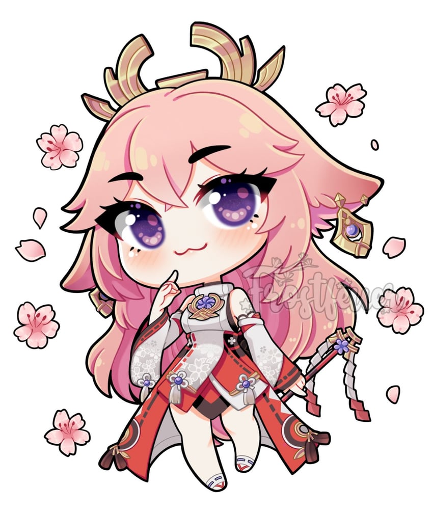 yae miko (genshin impact) drawn by frostfeuer