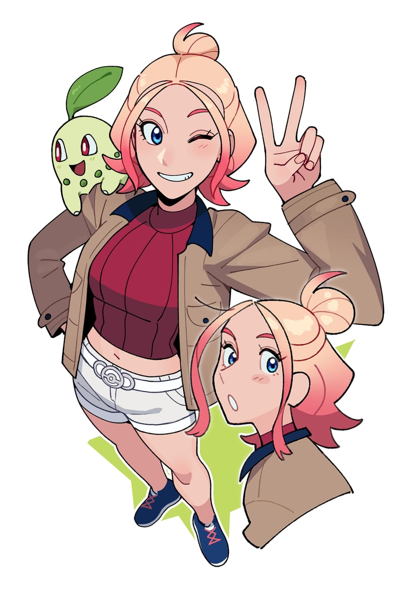 chikorita and taunie (pokemon and 1 more) drawn by maejpg_.