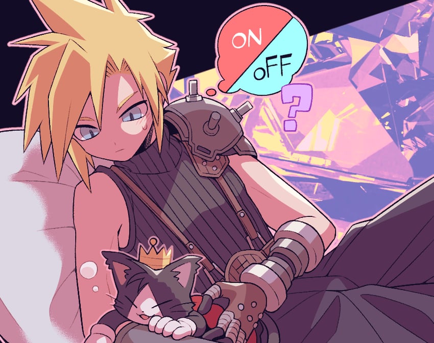 cloud strife and cait sith (final fantasy and 1 more) drawn by minashirazu