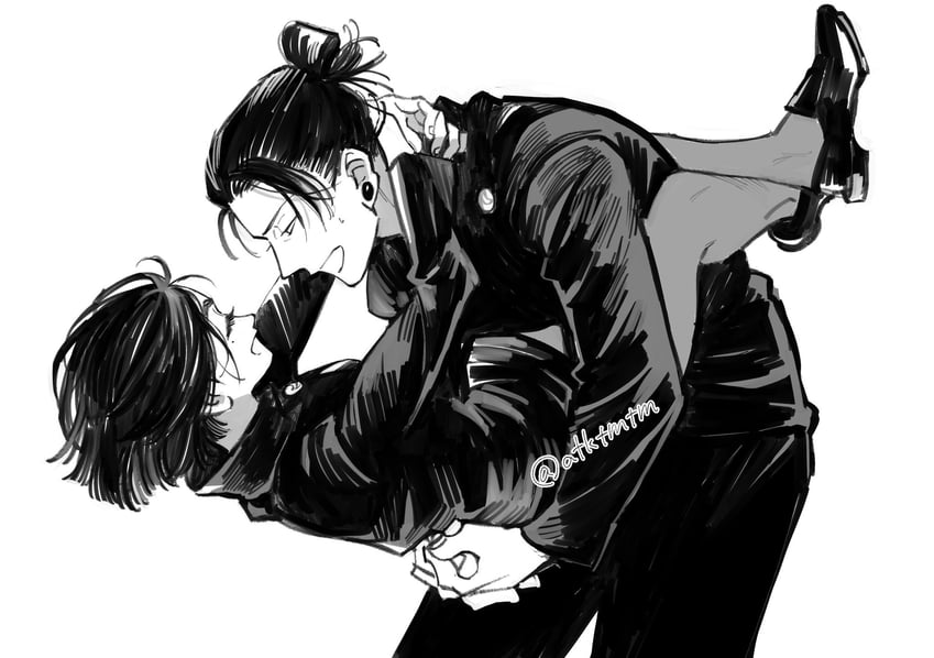 getou suguru and ieiri shoko (jujutsu kaisen) drawn by ateka