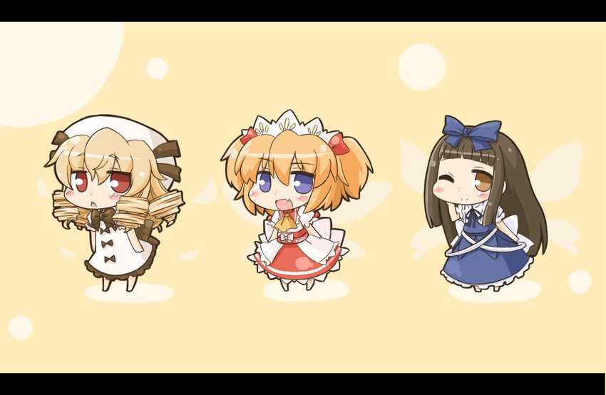 star sapphire, luna child, and sunny milk (touhou) drawn by nekoyama