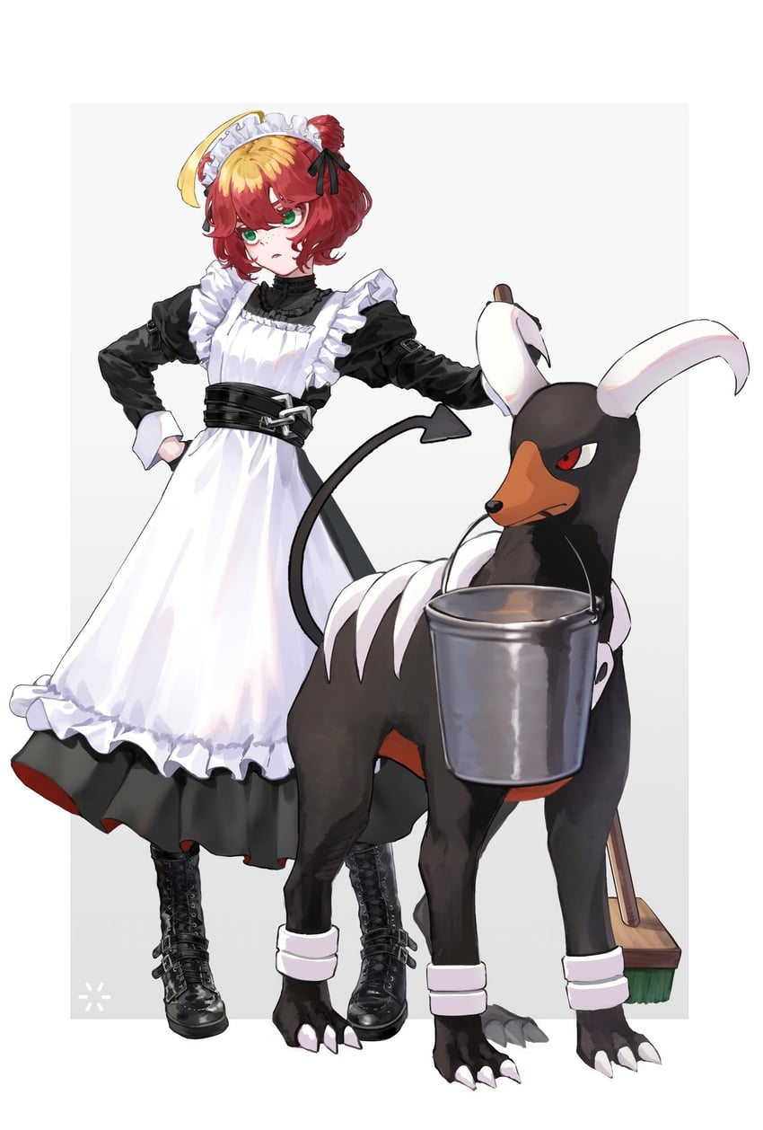 houndoom and mela (pokemon and 1 more) drawn by sora_no87