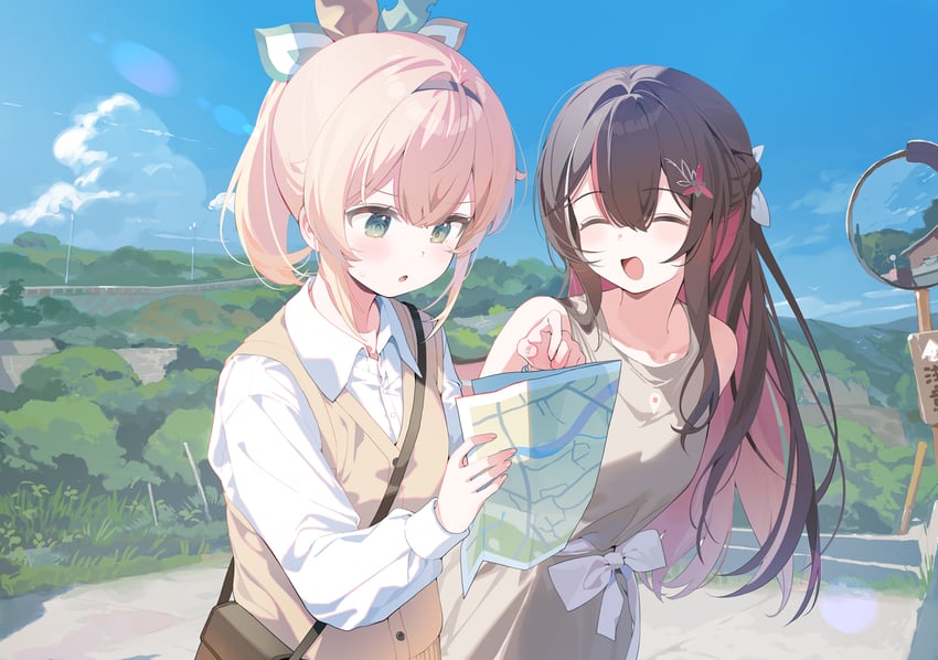 kazama iroha and azki (hololive) drawn by hana_mori