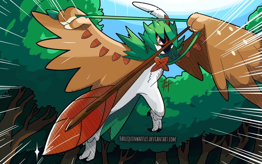 decidueye (pokemon) drawn by harlequinwaffles