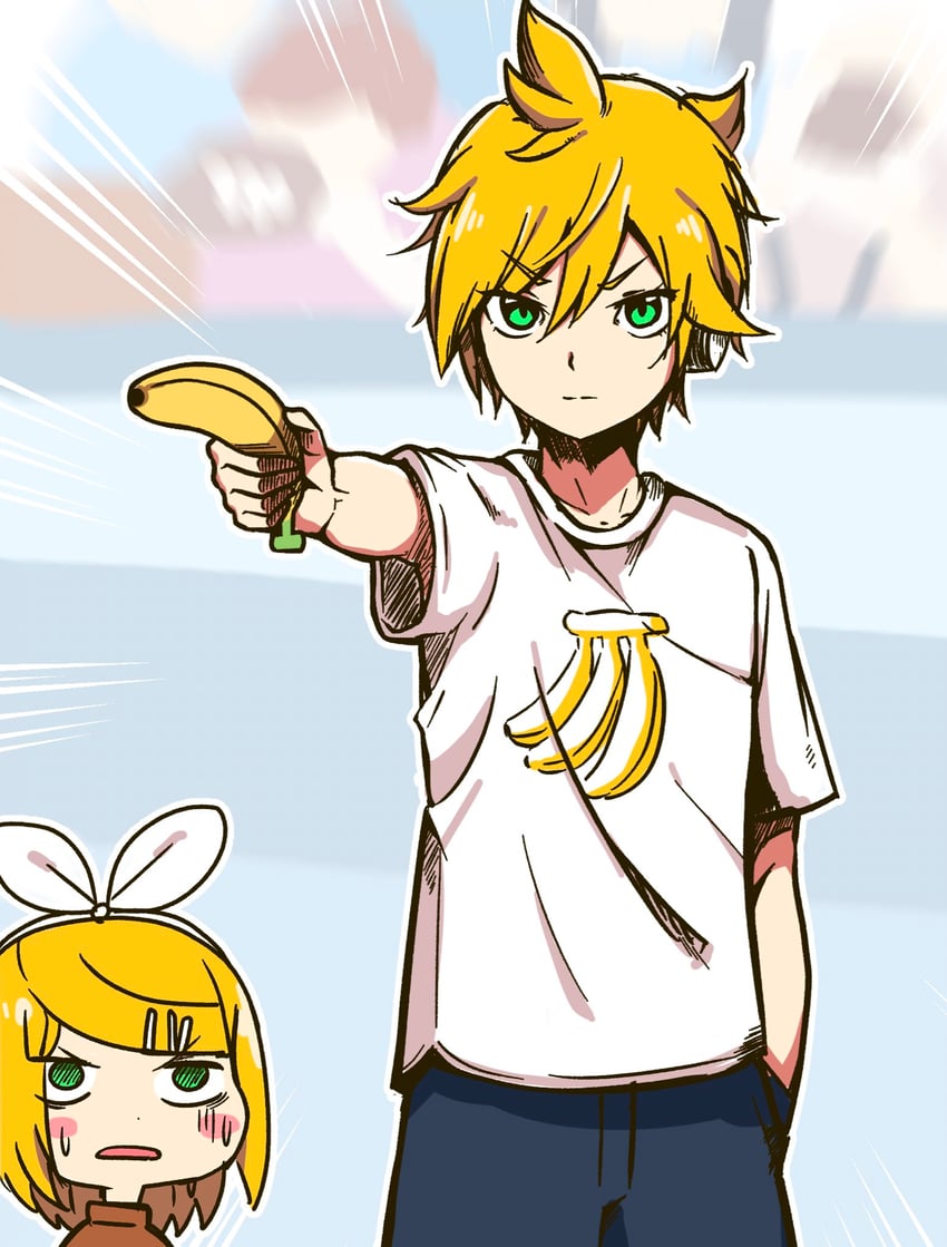 kagamine rin, kagamine len, and yusuf dikec (vocaloid and 2 more) drawn by kinoshita_(k1n0shita)