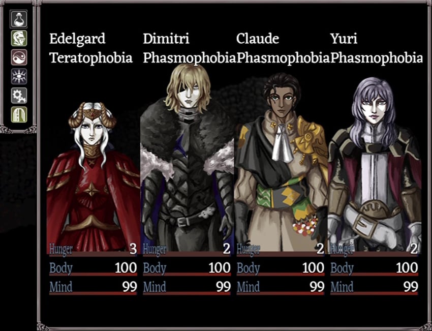 edelgard von hresvelg, dimitri alexandre blaiddyd, claude von riegan, and yuri leclerc (fire emblem and 3 more) drawn by rosengaldr