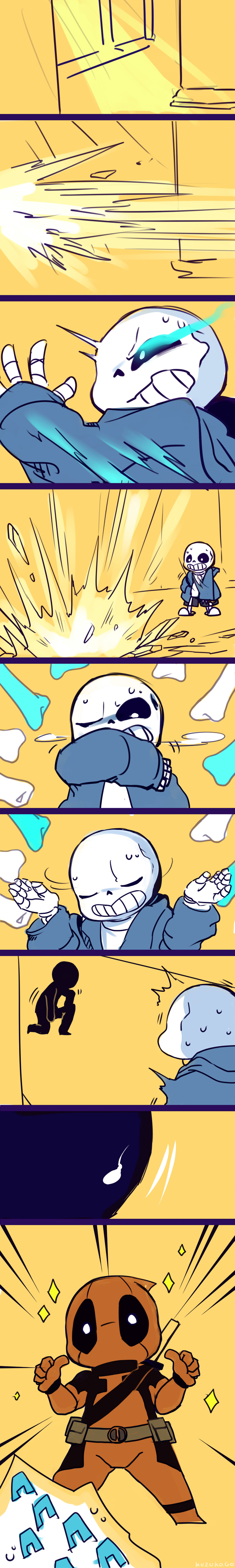 deadpool and sans (marvel and 2 more) drawn by yokago