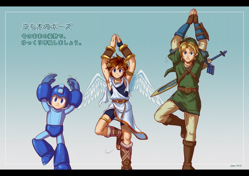 link, pit, and mega man (the legend of zelda and 5 more) drawn by pxl_(pxltw)