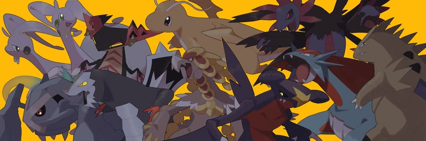 garchomp, dragonite, dreepy, dragapult, goodra, and 7 more (pokemon) drawn by v_(govvvvw)