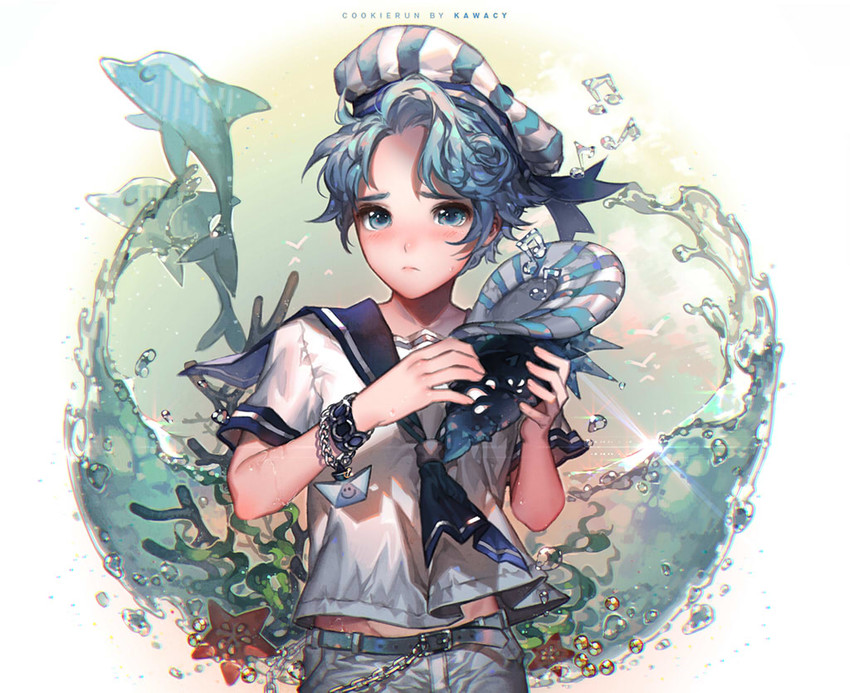 peppermint cookie and paper boat sailor (cookie run and 1 more) drawn by kawacy