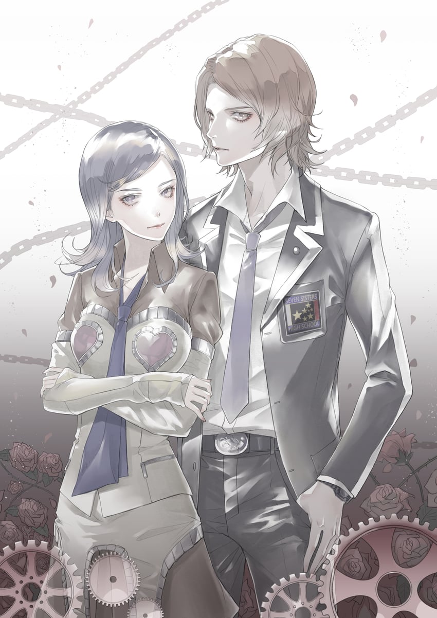 suou tatsuya and amano maya (persona and 1 more) drawn by ryokuyuu