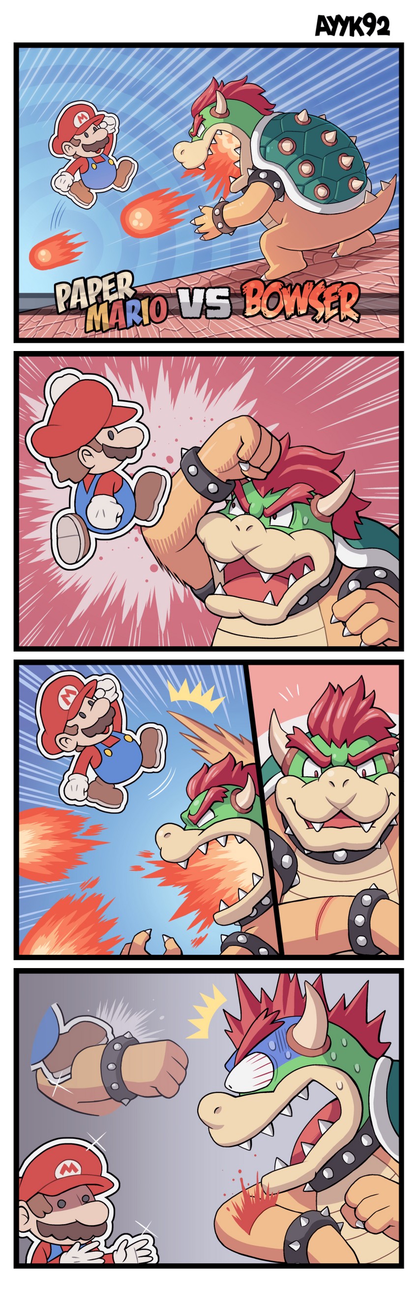 mario, bowser, and paper mario (mario and 1 more) drawn by ayyk92