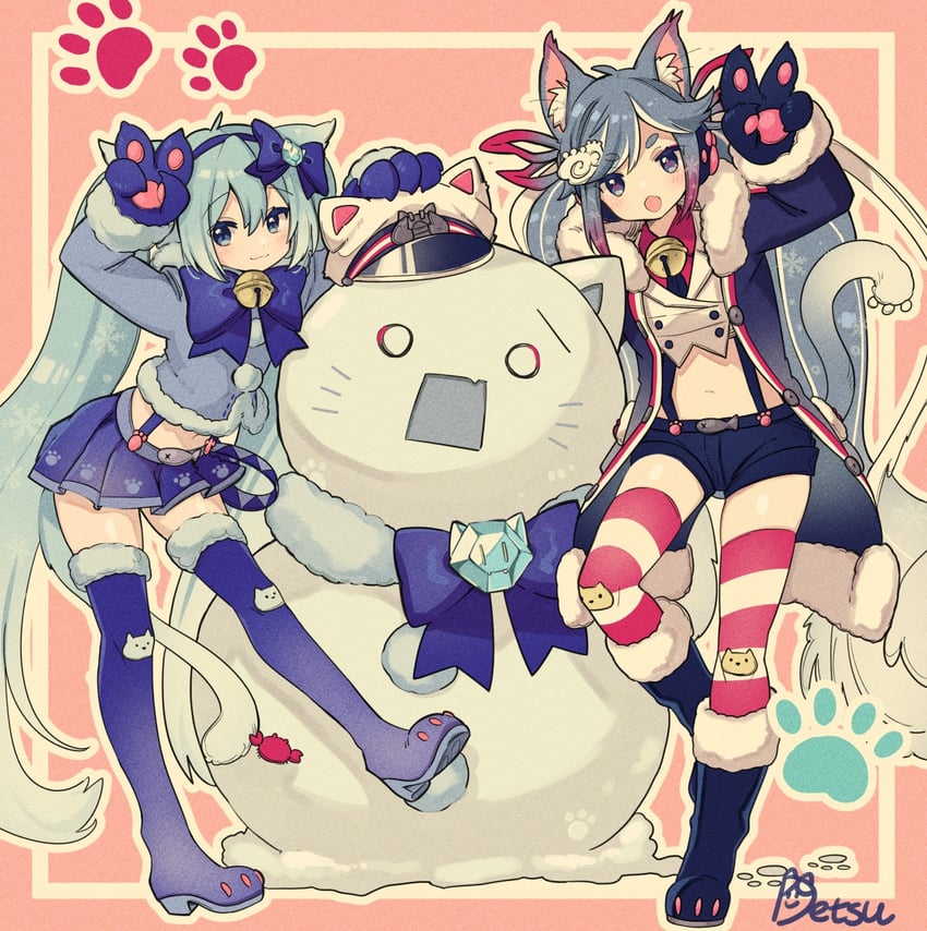 hatsune miku, yuki miku, and hachune miku (vocaloid and 1 more) drawn by hamudetsu