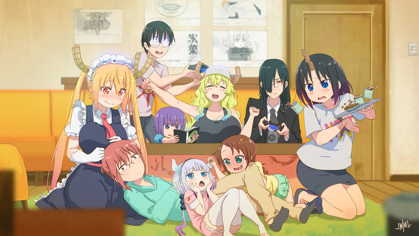 tatsumaki, kanna kamui, senjougahara hitagi, tohru, hachikuji mayoi, and 11 more (k-on! and 12 more) drawn by justin_leyva_(steamy_tomato)