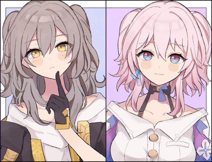 trailblazer, stelle, and march 7th (honkai and 1 more) drawn by anaketsu