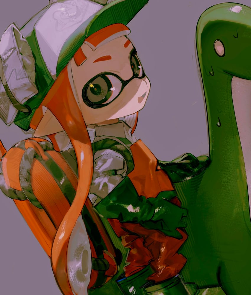 inkling player character and inkling girl (splatoon and 1 more) drawn by hossi