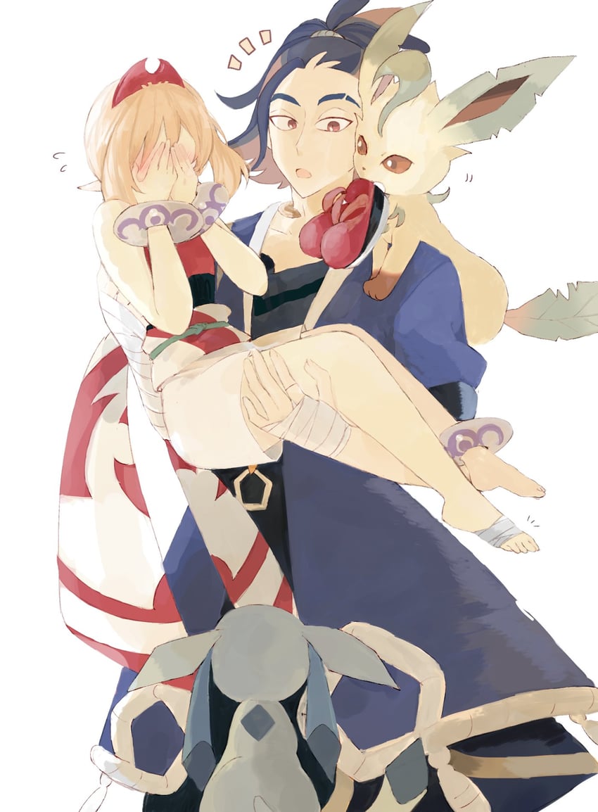 glaceon, irida, leafeon, and adaman (pokemon and 1 more) drawn by gomabu_(rirurutennsi)