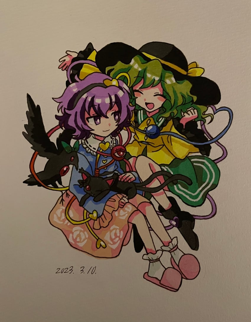 komeiji koishi, komeiji satori, kaenbyou rin, and reiuji utsuho (touhou) drawn by furiba_794