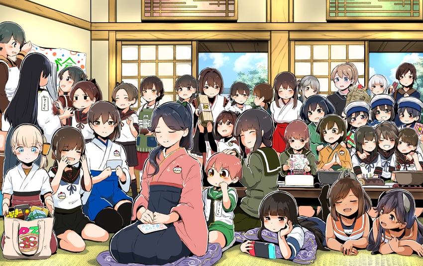 admiral, kaga, akagi, fubuki, houshou, and 43 more (kantai collection) drawn by mochisaka_mitsuki