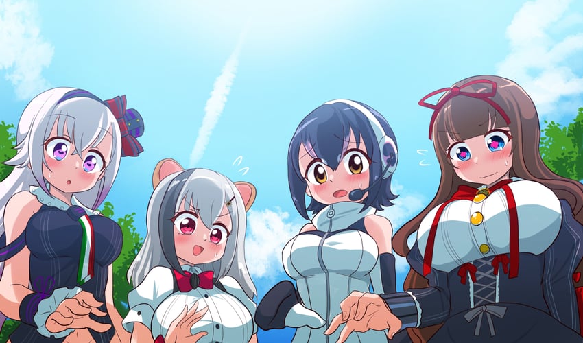humboldt penguin, carro pino, kakyouin chieri, and kirara mimi (kemono friends and 3 more) drawn by rikuton