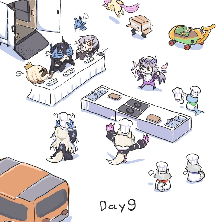 shiori novella, nerissa ravencroft, fuwawa abyssgard, mococo abyssgard, koseki bijou, and 2 more (hololive and 8 more) drawn by ta_wam