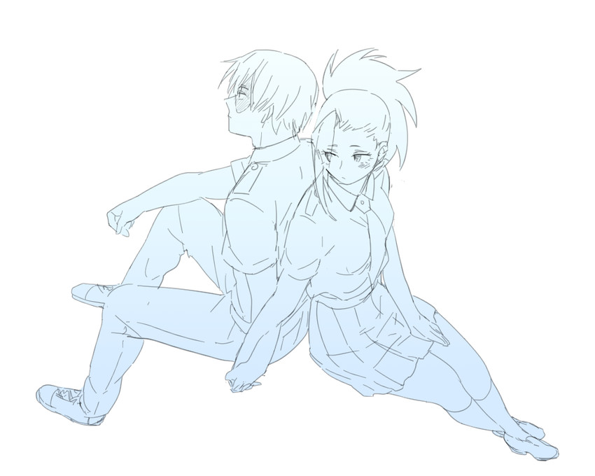 todoroki shoto and yaoyorozu momo (boku no hero academia) drawn by saran