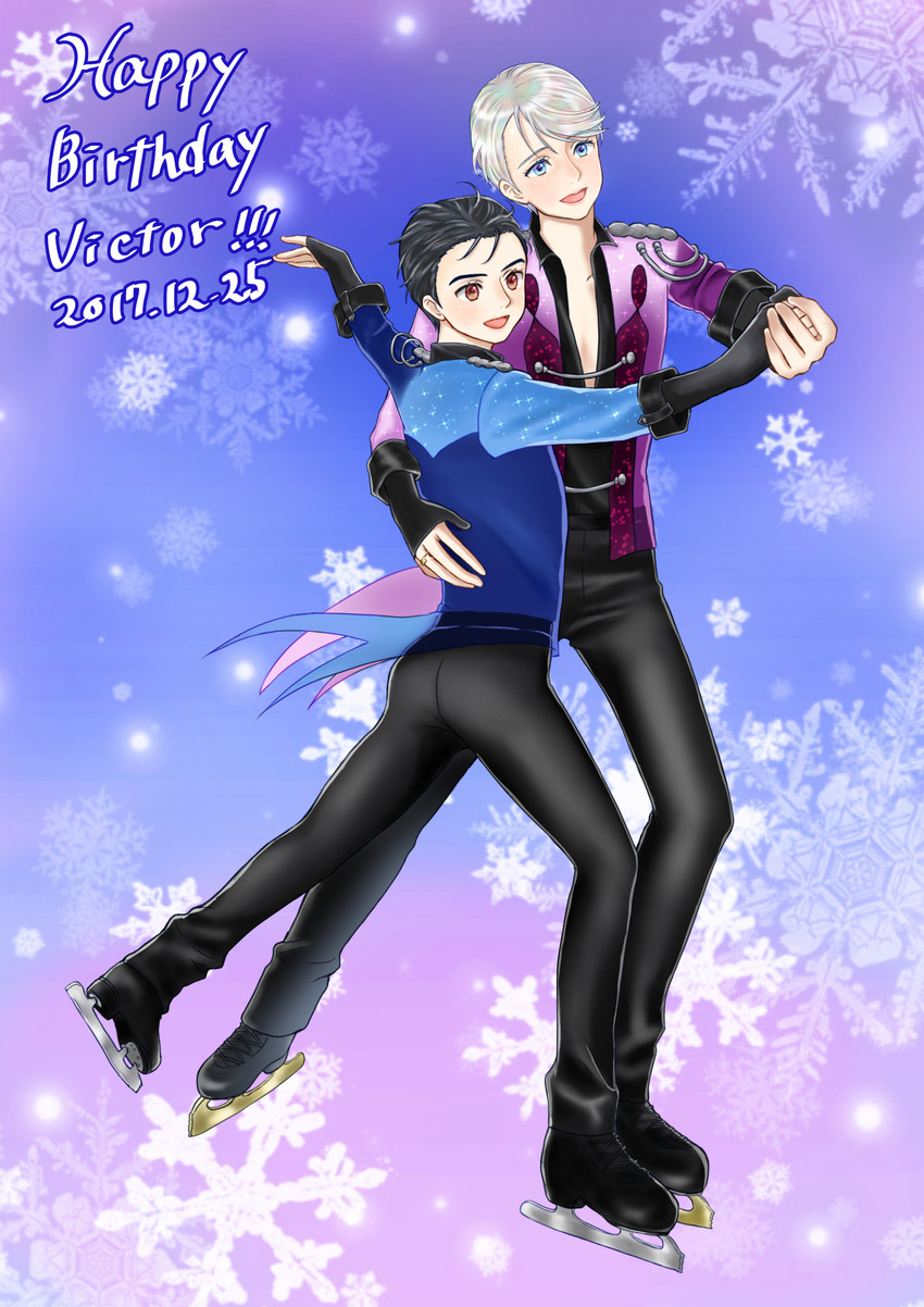 katsuki yuuri and viktor nikiforov (yuri!!! on ice) drawn by ichigo_daifuku_(blumenwalzer0903)