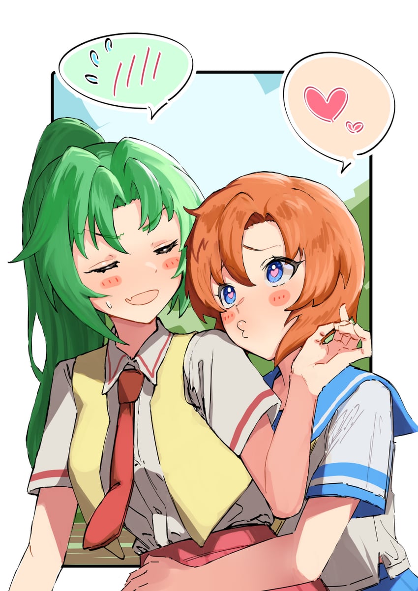 ryuuguu rena and sonozaki mion (higurashi no naku koro ni) drawn by maeve_(ve)