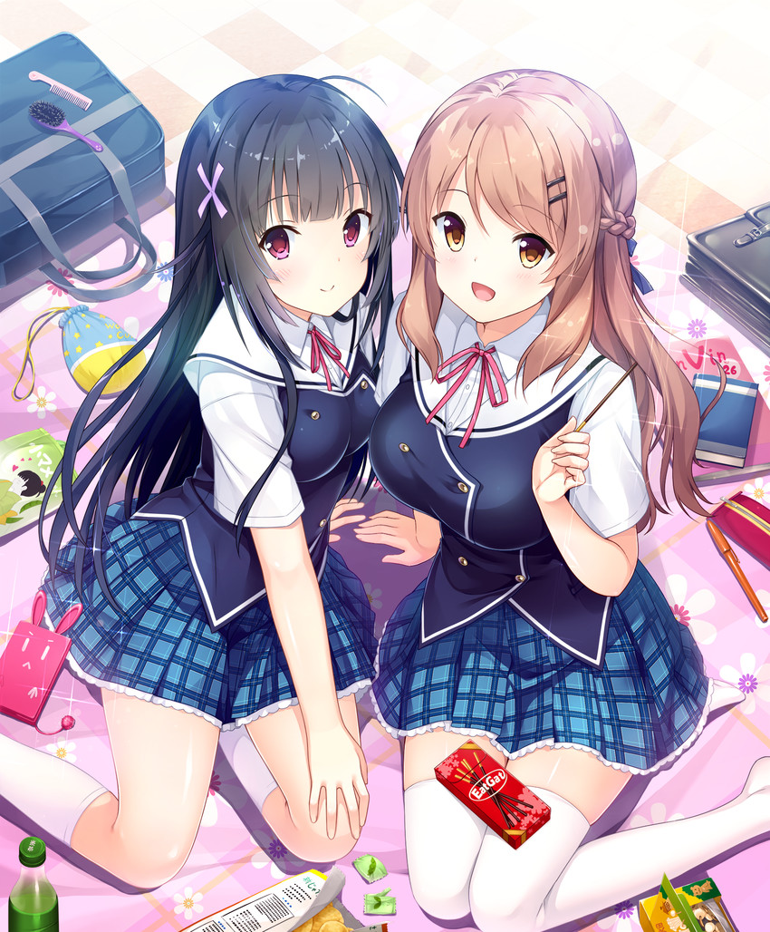 tsukahata miko and hinata hitomi (kimi no hitomi ni hit me) drawn by kurasawa_moko and nekonyan