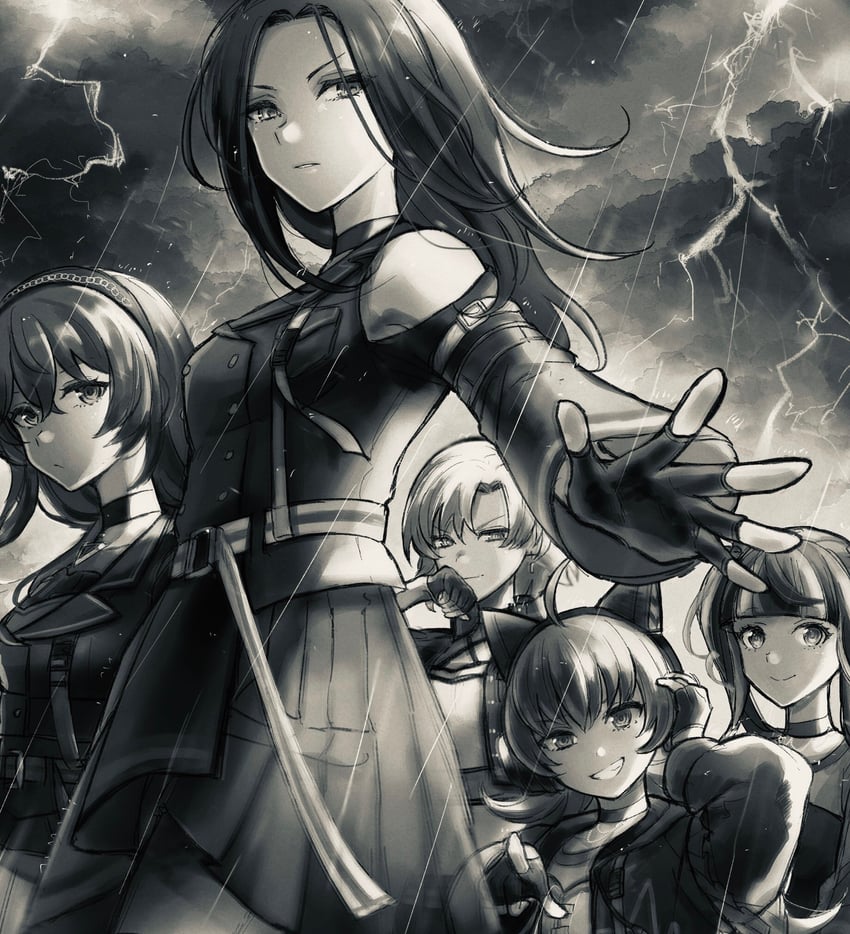 tamade chiyu, nyubara reona, wakana rei, asahi rokka, and sato masuki (bang dream!) drawn by shiontaso