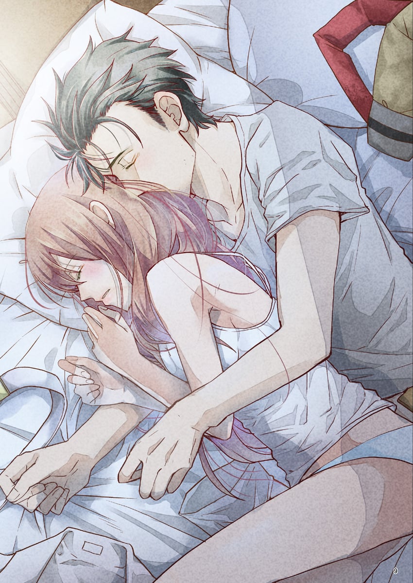 makise kurisu and okabe rintarou (steins;gate) drawn by motomotosakana