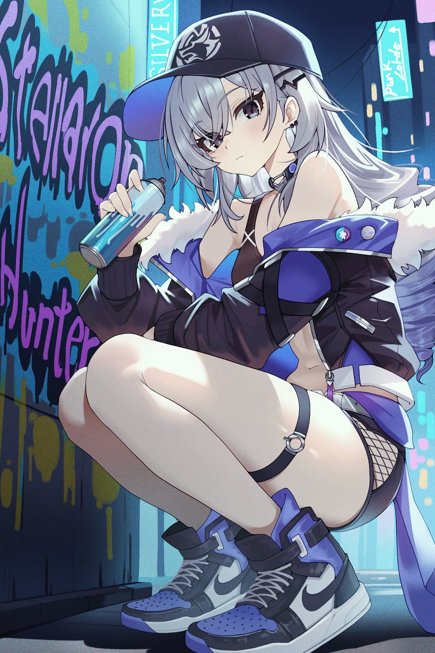 silver wolf (honkai and 1 more) drawn by mellow_kaede