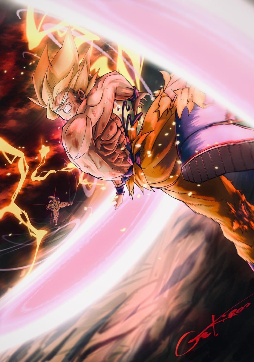 son goku, frieza, and full power frieza (dragon ball and 1 more) drawn by gekiroo