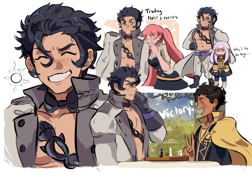 hilda valentine goneril, lysithea von ordelia, claude von riegan, and balthus von albrecht (fire emblem and 1 more) drawn by funyanrinpa