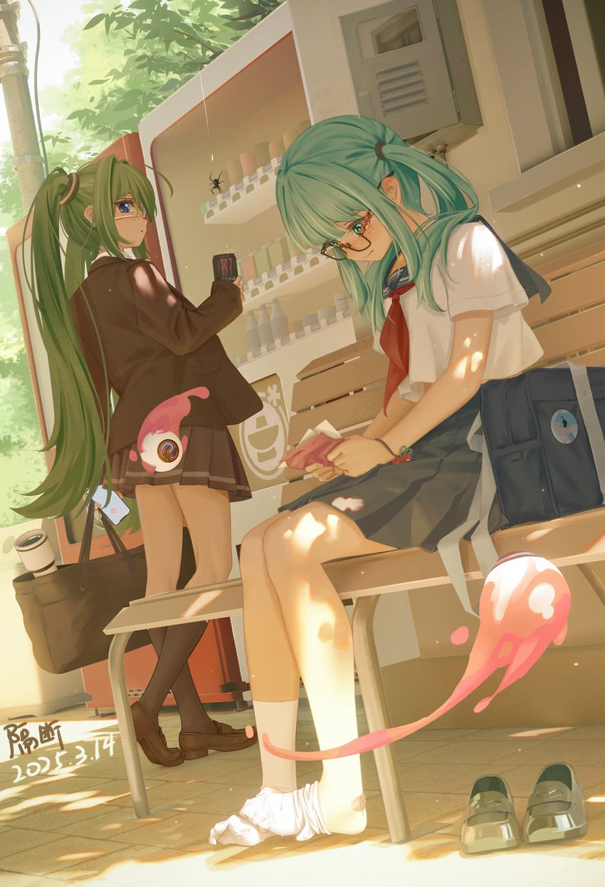 hatsune miku (vocaloid and 2 more) drawn by geduan