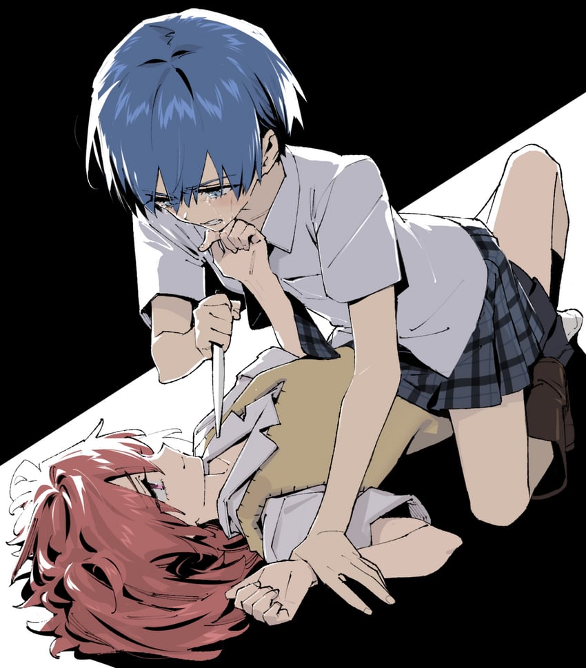 ichinose haru and azuma tokaku (akuma no riddle) drawn by minakata_sunao