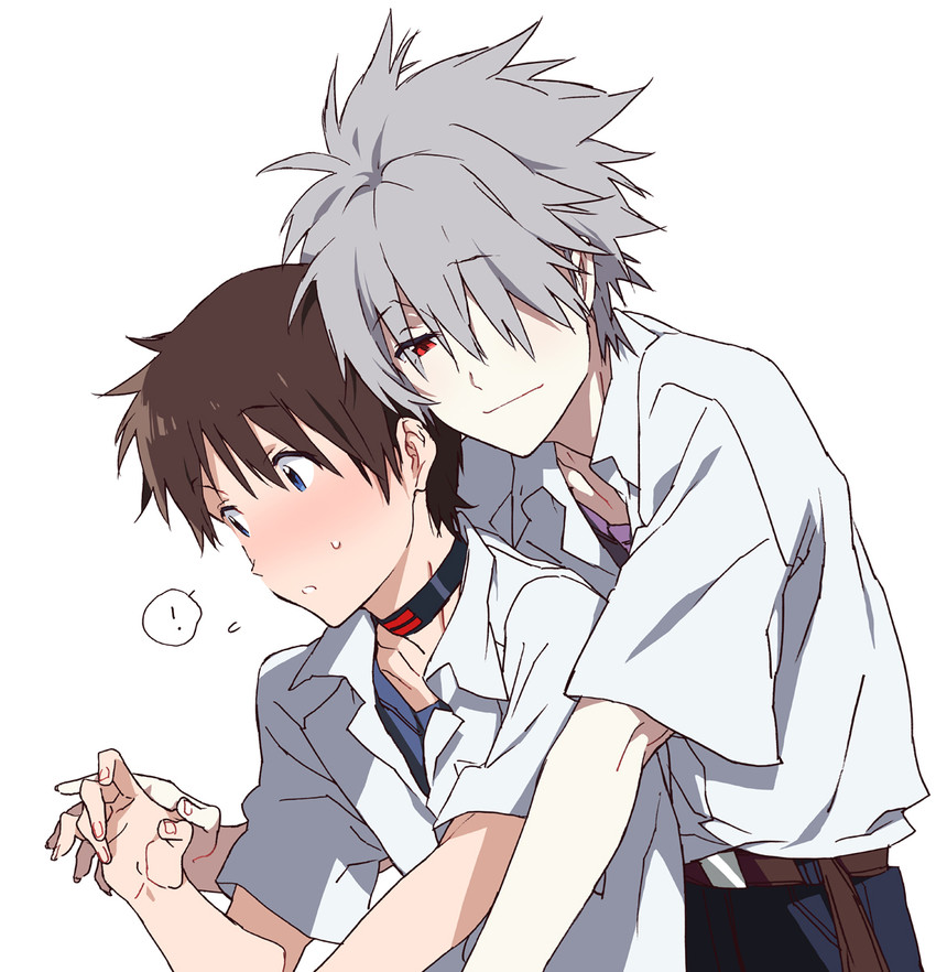 ikari shinji and nagisa kaworu (neon genesis evangelion and 2 more) drawn by kasuga_souichi