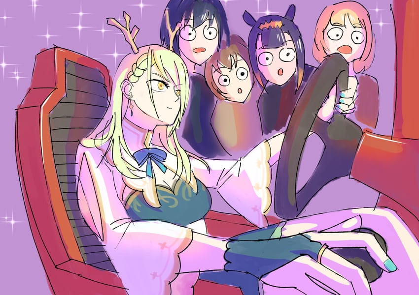 ninomae ina'nis, ouro kronii, nanashi mumei, watson amelia, and ceres fauna (hololive and 1 more) drawn by zeon_(zzeeonn)
