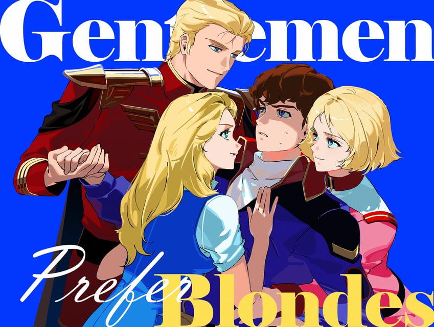 char aznable, amuro ray, sayla mass, and beltorchika irma (gundam and 3 more) drawn by dnwn_stone