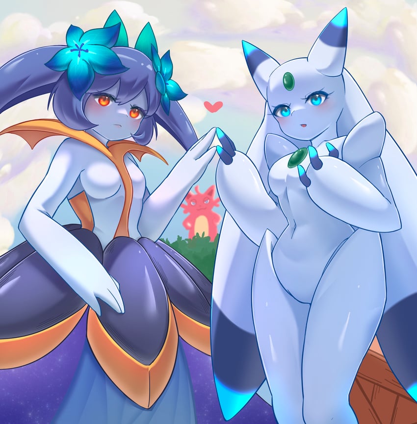lunaris, cattiva, and lyleen noct (palworld) drawn by lalamedli