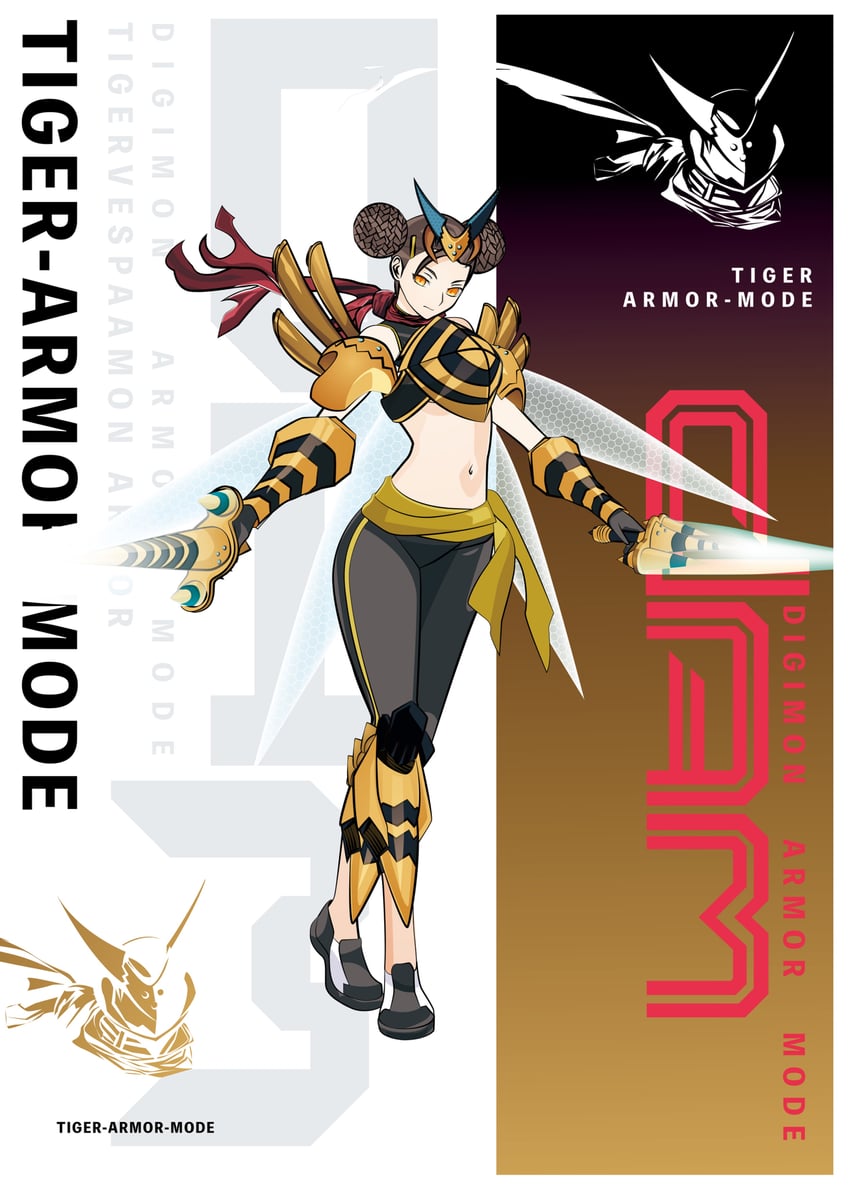 tigervespamon and fei wong tomoe ignacio (digimon and 1 more) drawn by tai_(cheungsk1213)