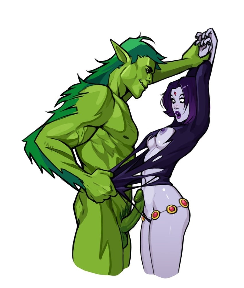 raven and beast boy (dc comics and 1 more) drawn by olena_minko