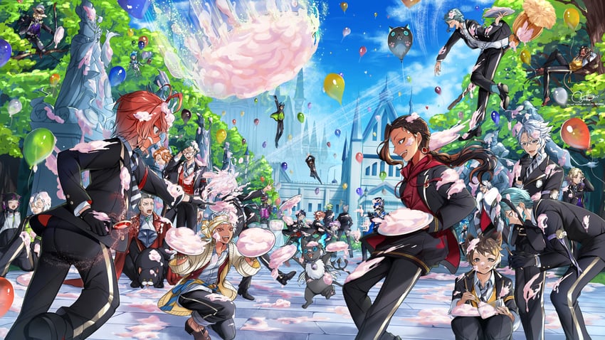 floyd leech, jade leech, yuu, leona kingscholar, azul ashengrotto, and 29 more (twisted wonderland and 7 more) drawn by mitsunari_miyako