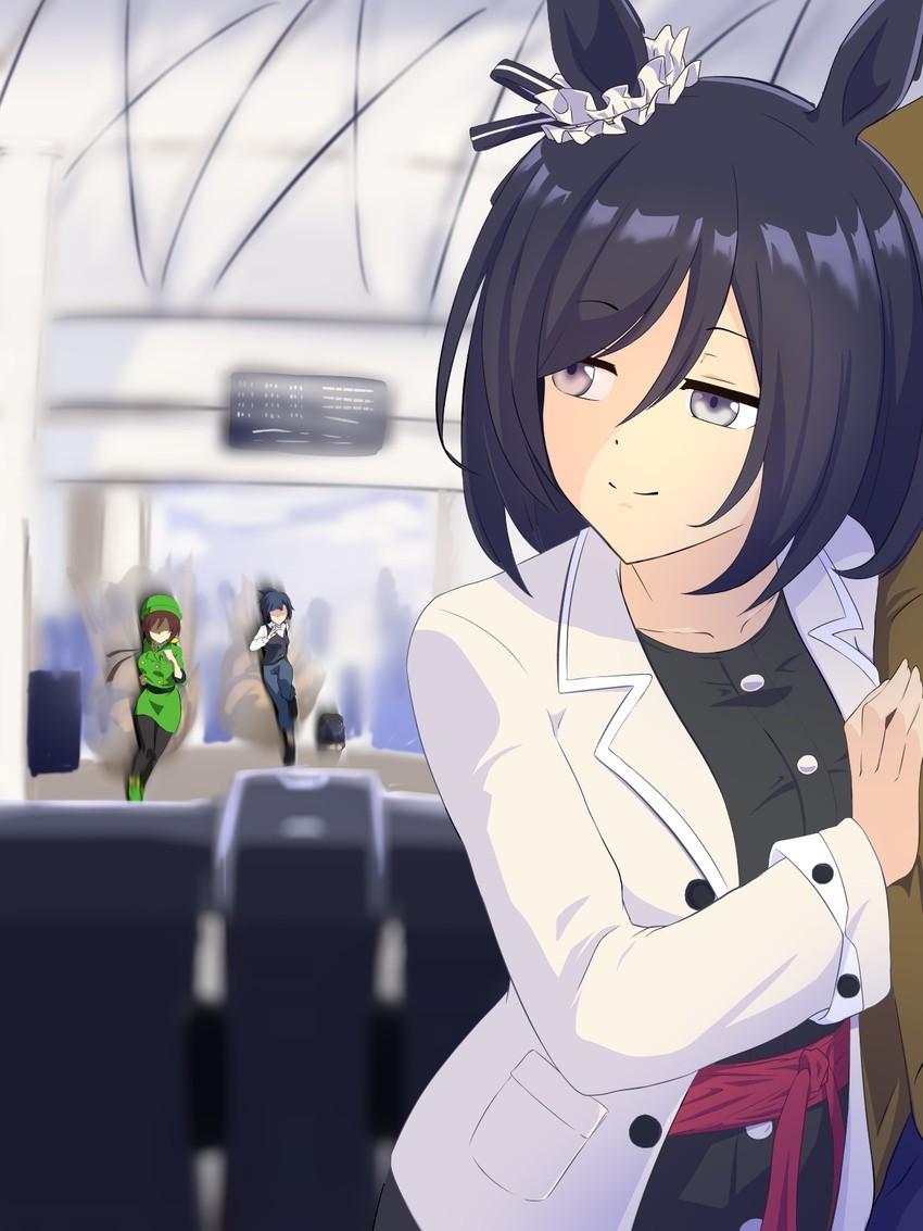 trainer, eishin flash, hayakawa tazuna, kiryuuin aoi, and kashimoto riko (umamusume) drawn by nat_(nashumash)