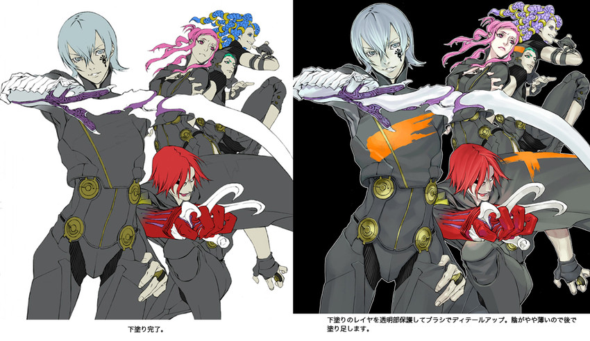 serph, sera, heat, argilla, gale, and 1 more (digital devil saga) drawn by miwa_shirow