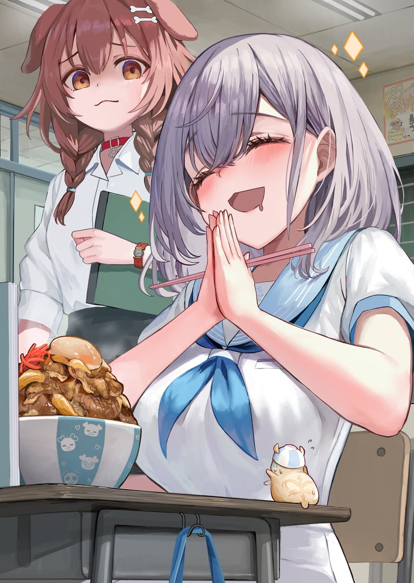 inugami korone, shirogane noel, and dan'in-san (hololive and 1 more) drawn by rum_raisin_(chihiromakita19)